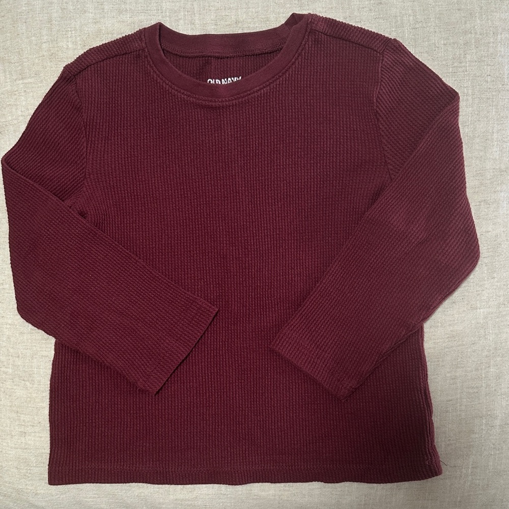 Old Navy Kids Long Sleeve Waffle Knit Top - maroon